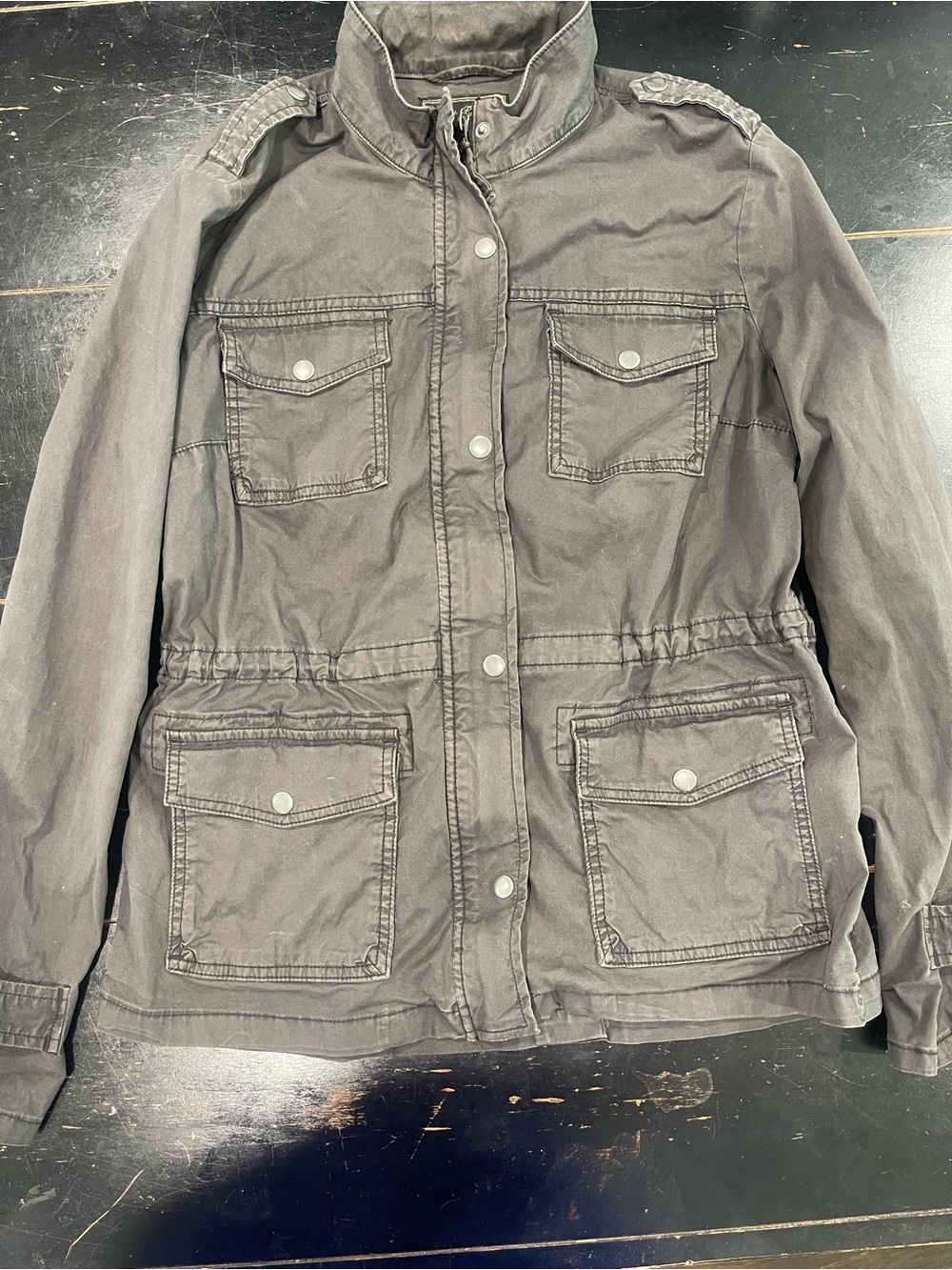 Lucky Brand Olive Gray Utility Jacket with Front Pockets